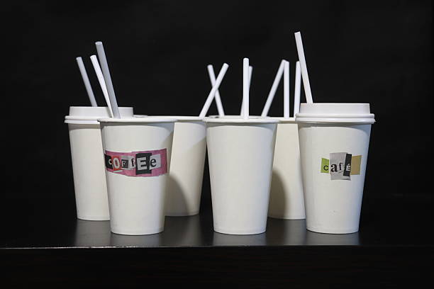 Coffee and drinks to go. Food and drinks. Recycled cardboard cups. Drinks poster. Drinks advertisement. Prices.