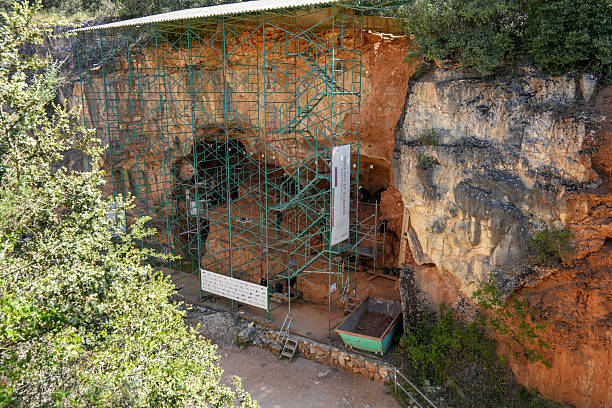 Atapuerca Burgos Spain on July 5, 2024. Archaeological Site of Atapuerca contain a rich fossil record of the earliest human beings in Europe, from nearly one million years ago and extending up to the Common Era.