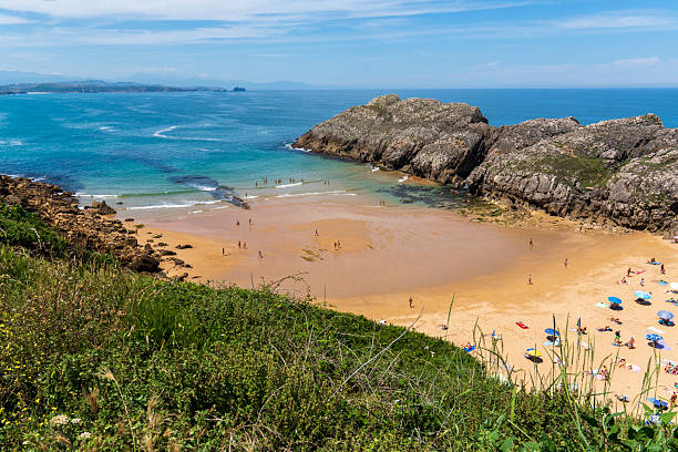 A scenic view of Praia da Rocha in Portimão, Portugal, on September 21, 2025. The golden sandy beach stretches along the Atlantic Ocean, with beachgoers enjoying the clear blue waters under a partly cloudy sky. This famous Algarve destination is known for its breathtaking coastline and relaxing seaside atmosphere.