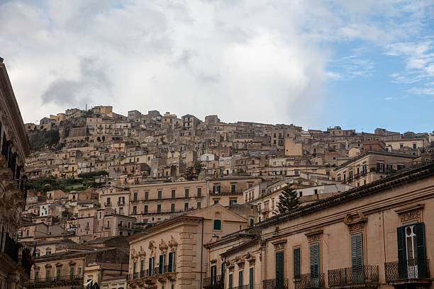Aerial view to Sicilian town.