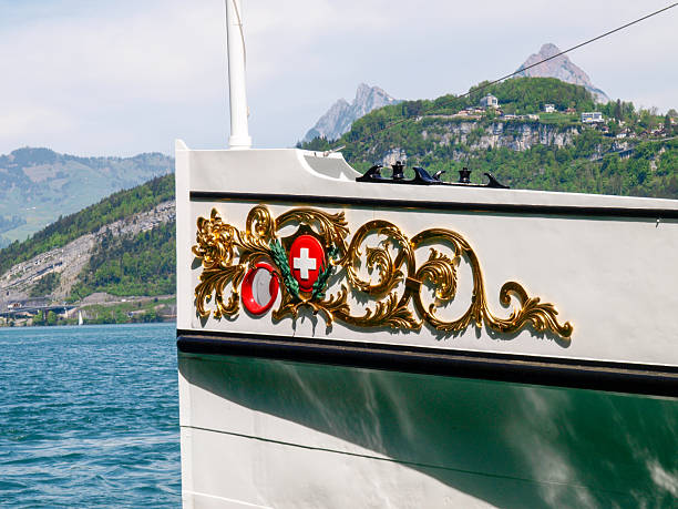 Ruetli, Switzerland: passenger boat for navigation and docking.