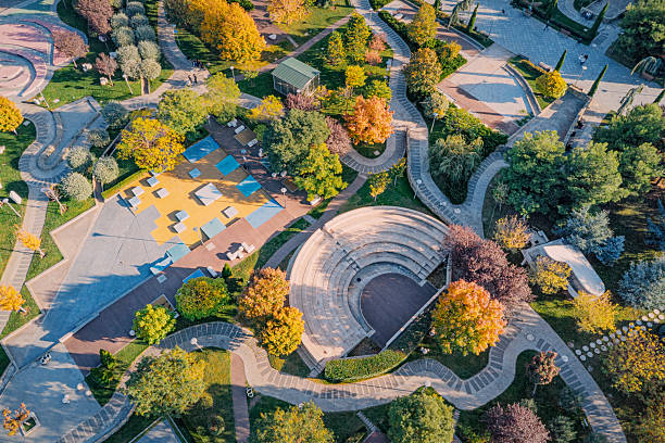 View of Cascading staircase with colonnade in the park of Kislovodsk