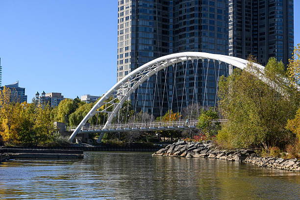 istock Humber Bay Arch Bridge spanning Humber River in autumn 2256825412