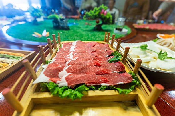 Sliced raw meat for hotpot