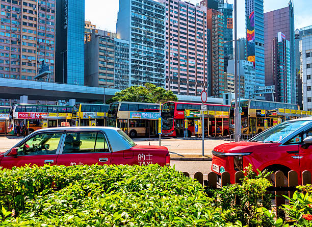 Hong Kong - november 12, 2025: famous classic Hong Kong taxi