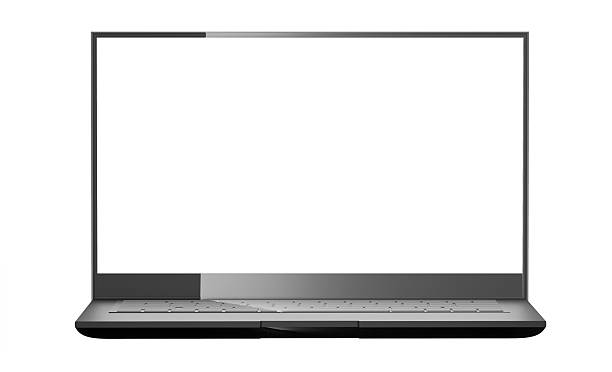 Laptop Mockup with a white blank screen isolated on a white background. Front View new Laptop frameless design concept