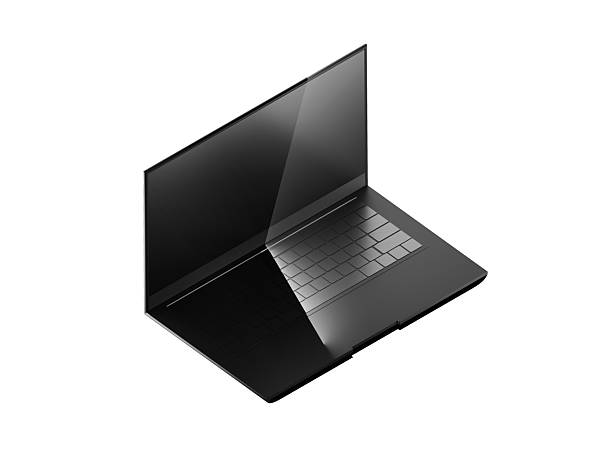 Computer laptop with blank screen isolated on white background.