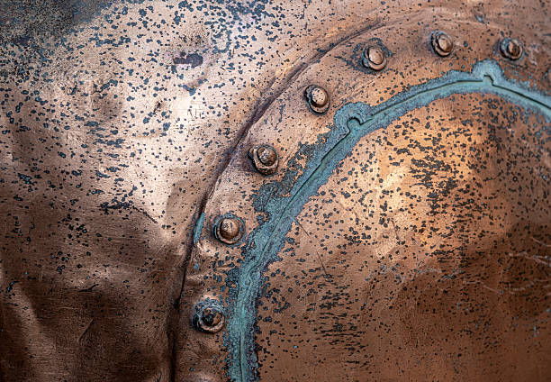 Close-up of an old copper kettle.