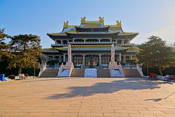 In Anshan city at Chine is also famous about religion where Buddhist and Taoist monastery can be at same place. Even in harsh gold winter monks worship gods at gold halls.