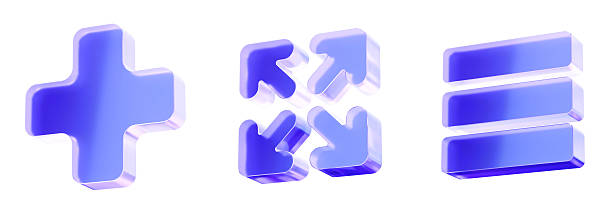 Set 3D Glass interface navigation icon isolated on transparent background, concept of arrows direction and movement control. Transparent Liquid Glass icon. 3D rendering.