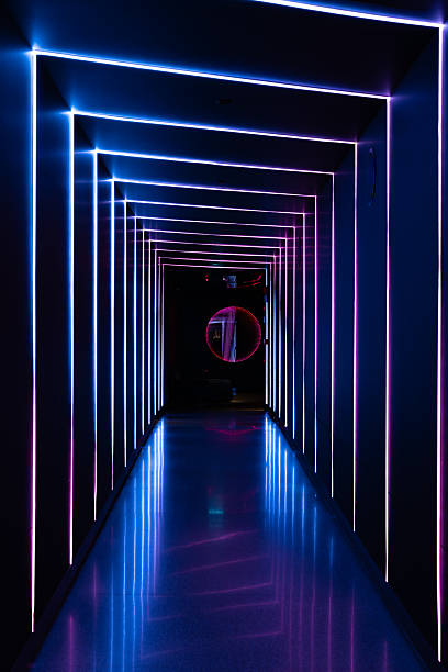 Corridor wit Neon lights strips