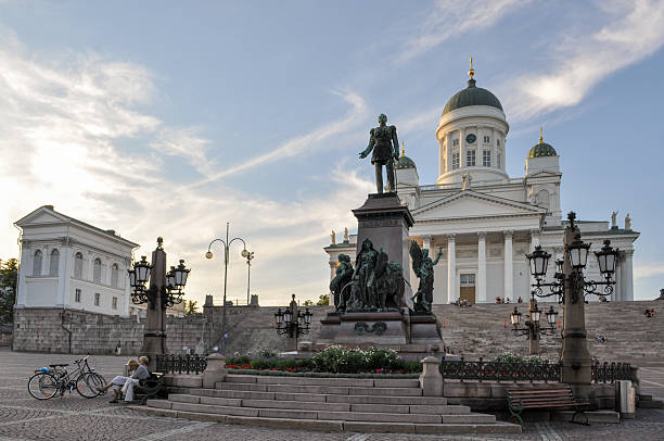 A statue of King Christian X (1870-1947) of Denmark riding his horse on a plinth in Bispetorvet, in central Aarhus, Jutland, mainland Denmark. Christian X was the great-grandfather of the late Prince Philip, husband of the late Queen Elizabeth II.