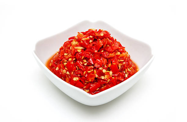 Red chili peppers isolated on white background.
