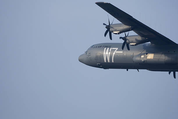 U.S. Air Force Lockheed Martin C-130J-30 Super Hercules registration RS 55822 taking off from Swiss Zürich Airport on a winter day WEF 2026. Photo taken January 17th, 2026, Zurich, Switzerland.