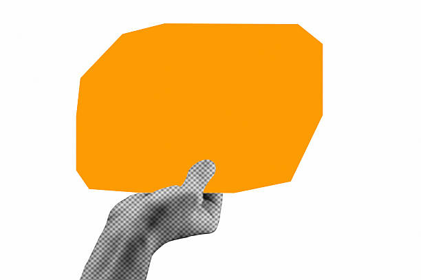 Halftone hand holding paper note. Modern retro image for mixed media design. Halftone dot effect.
