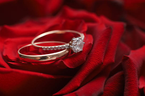 Valentines Day Rose with a diamond engagement ring in the center