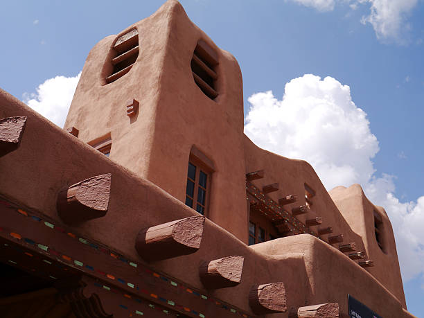Perfectly crafted adobe architecture, Santa Fe's Historic Plaza. NM 2012
