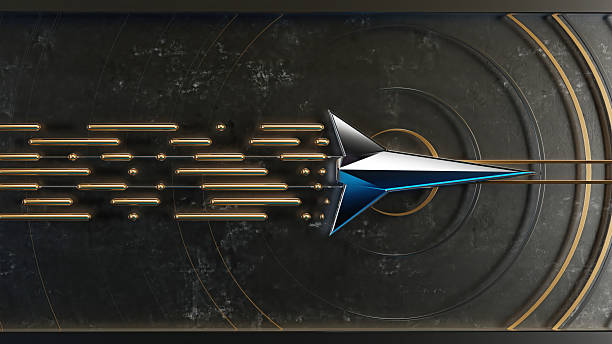Retrofuturistic 3D aircraft. Chrome halftone elements with glossy golden effect. geometric shape. 3d illustration