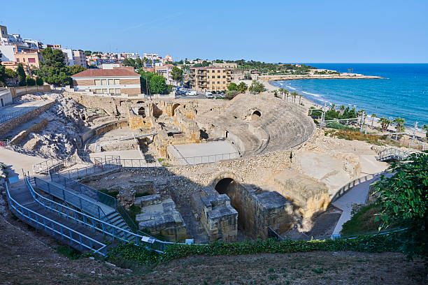 The Roman Amphitheater on a sunny day of Summer. Tarragona. Spain.