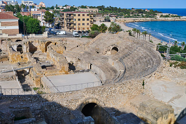 The Roman Amphitheater on a sunny day of Summer. Tarragona. Spain.