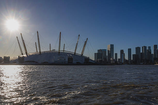 London, England. 4th January 2026. A photograph of the O2 building as viewed from the River Thames in London, England. The photograph was created on a bright but extremely cold winter day