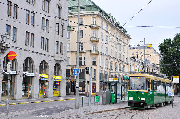Helsinki, Finland - Aug 2, 2010:  Street view of the city in 2010.