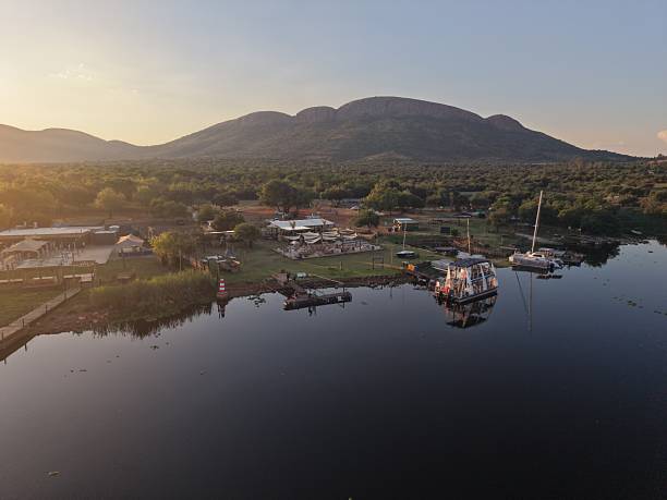 Yacht club and restaurant at Hartebeespoort Dam/Lake North West of Johannesburg, surrounded by the Magaliesberg Mountain range.