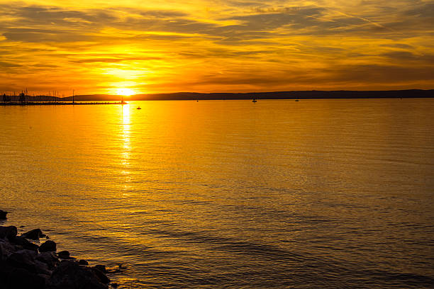 Amazing sunset in Siofok on the Lake Balaton, Hungary