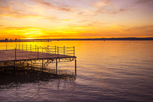 Amazing sunset in Siofok on the Lake Balaton, Hungary