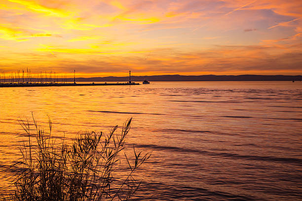 Amazing sunset in Siofok on the Lake Balaton, Hungary