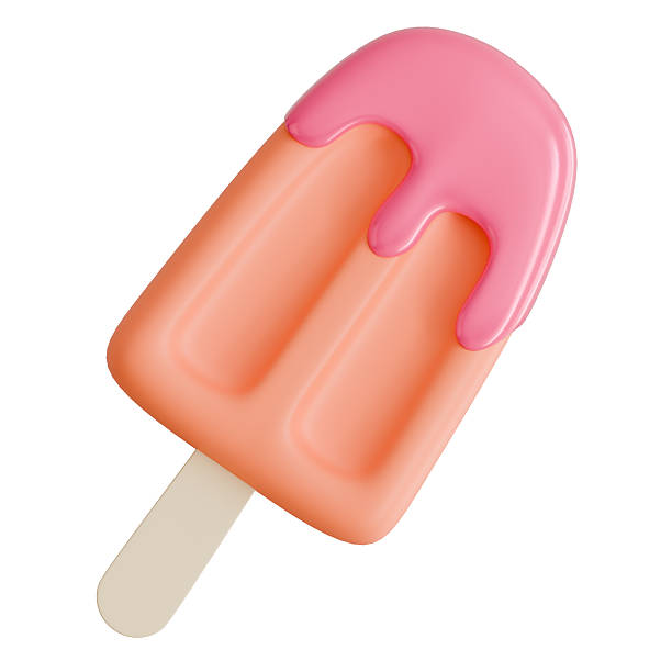 3D render of a delicious orange popsicle with pink melting glaze, perfect for summer vacation, food-themed designs, and refreshing seasonal advertisements.