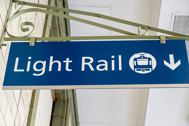 Baltimore, Maryland  USA  A sign for Light Rail in the interior of the Amtrak Penn Station in the downtown.