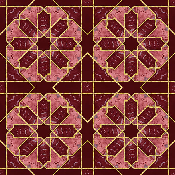 Geometric seamless texture. Stained glass style. Oriental tracery. Art deco pattern. For ceramic tile, wallpaper, linoleum, textile, linens or web page background. Website design. Stone. Jasper.