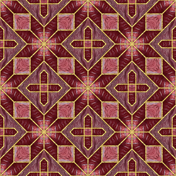 Geometric seamless texture. Stained glass style. Oriental tracery. Art deco pattern. For ceramic tile, wallpaper, linoleum, textile, linens or web page background. Website design. Stone. Jasper.