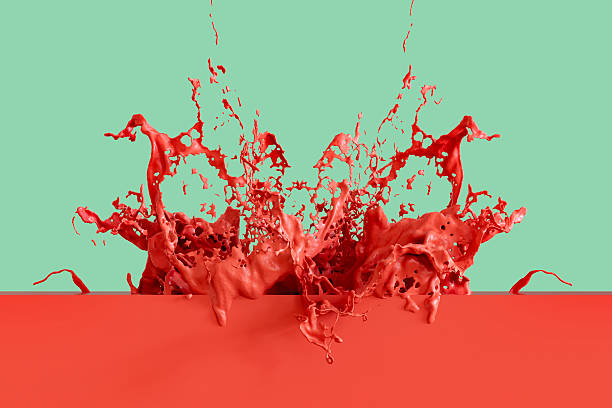 A vibrant and energetic 3D abstract rendering of a thick liquid splash, resembling cream, milk, or paint, erupting from a solid surface. The composition features a bold two-tone background. This visual represents creativity, freshness, and dynamic movement, making it ideal for cosmetic branding, food industry advertising, artistic design concepts, or modern summer-themed marketing materials.