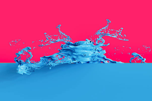 A vibrant and energetic 3D abstract rendering of a thick liquid splash, resembling cream, milk, or paint, erupting from a solid surface. The composition features a bold two-tone background. This visual represents creativity, freshness, and dynamic movement, making it ideal for cosmetic branding, food industry advertising, artistic design concepts, or modern summer-themed marketing materials.