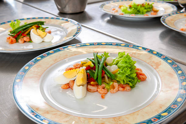 I ordered a shrimp cocktail at a French restaurant. The appetizer was displayed very nicely. It came with dice cut veggies and fruits at the bottom of the container. Dipping sauce was very unique and matched those shrimps.