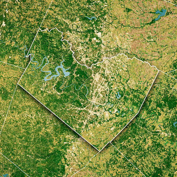 istock Travis County TX Satellite Topographic Map 3D Render Color Border 2257017171