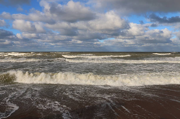 Stormy Baltic Sea with big waves, Europe, Latvia, Liepaja