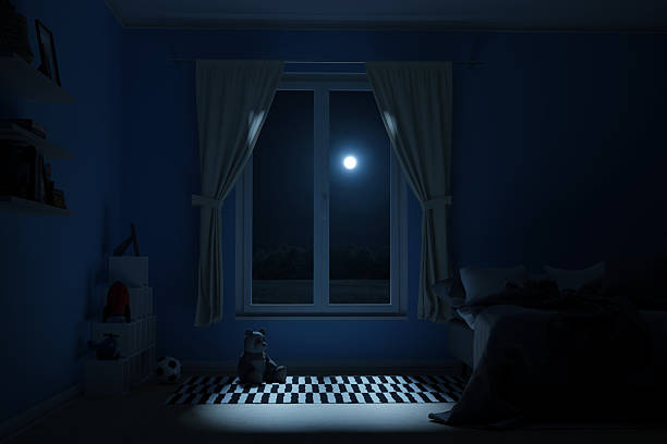 istock 3D Rendering of nighttime children’s bedroom interior with bed 2257026056