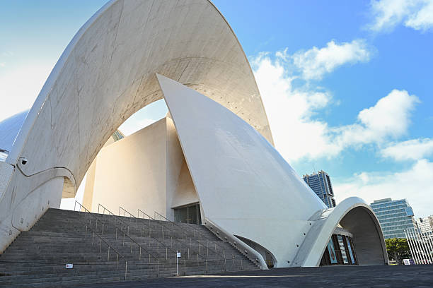 Santa Cruz, Spain, January 14, 2026 : Exterior view of the Santa Cruz de Tenerife auditorium designed by architect Santiago Calatrava, completed in 2003
