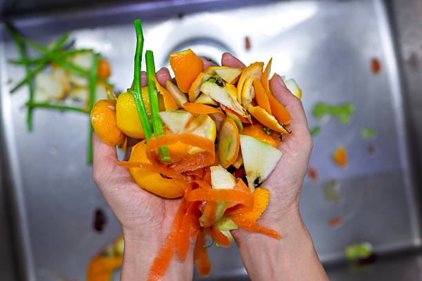 Biodegradable food leftovers in a bowl, ready to be composted