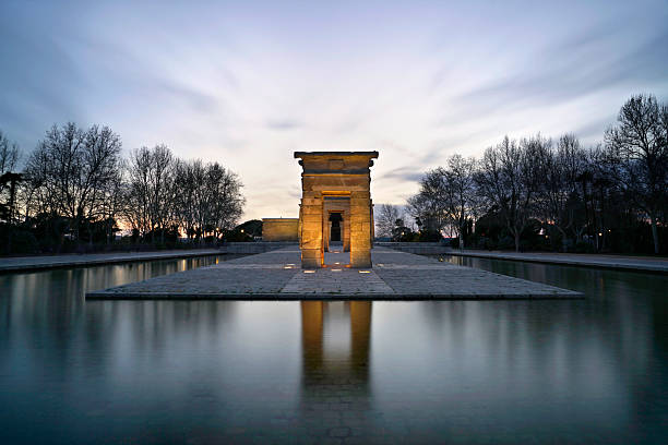 Famous egypcian temple in park, temple debod. Located in Madrid, Spain