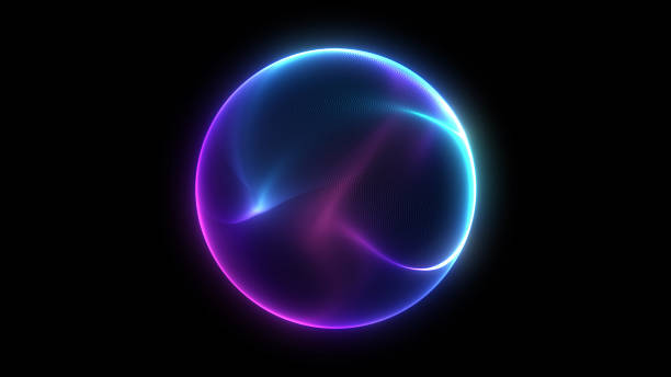 istock Bright sphere blue pink gradient web colors black isolated background smooth wavy movement stylish glowing 3D orb neon multicolor energy core futuristic digital art visual depth atmosphere 2257054088