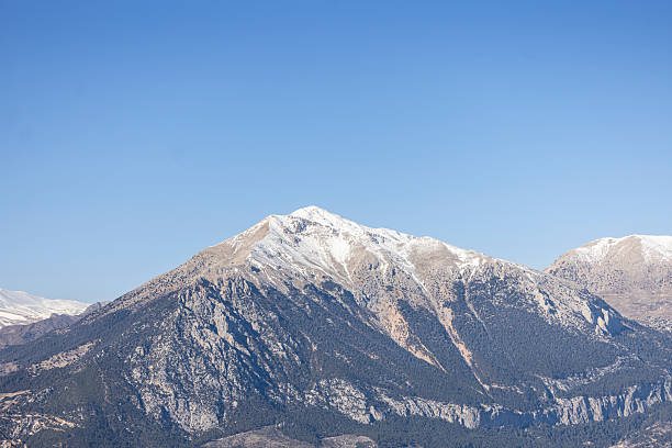 snow-covered mountain under a clear winter sky