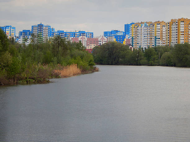 A city on the banks of the Sura River. 05 May 2023 year. Penza city. Russia.