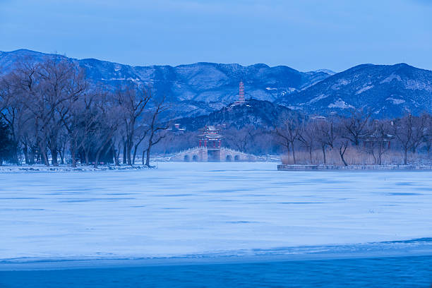 Beijing, China - 19th January 2026 - Dawn at the Summer Palace ancient architecture