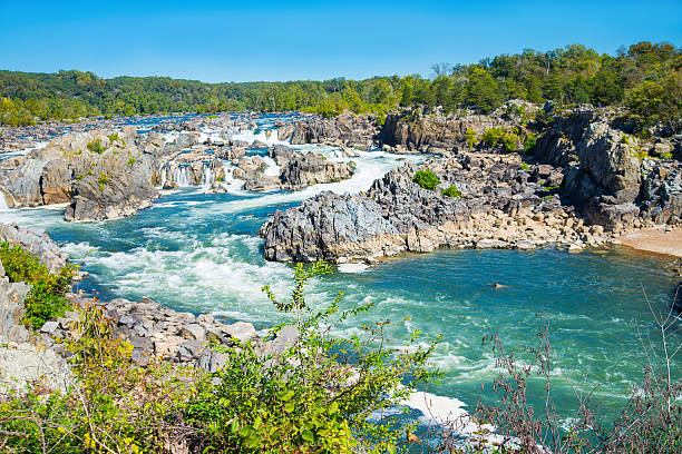 view of the Patomac River rapids from the observation deck of Great Falls Park, Virginia.