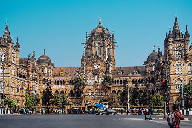 10 17 2022 Flora Fountain and Oriental Old Building at blue sky in sunny at fort area in Mumbai, Maharashtra, India