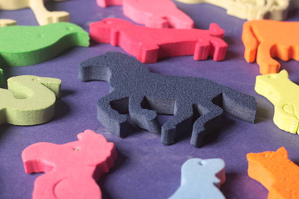 animals toys on a blue background
